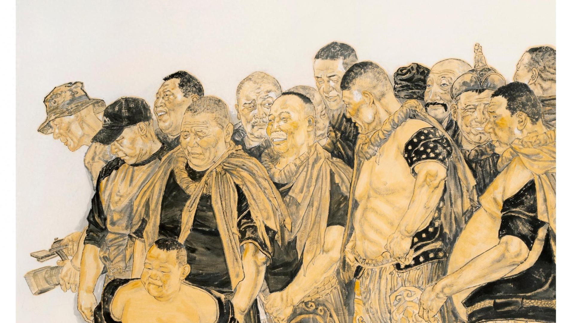 刘贤亮老师中国画《又现草原民族风》入选第十四届全国美术作品展