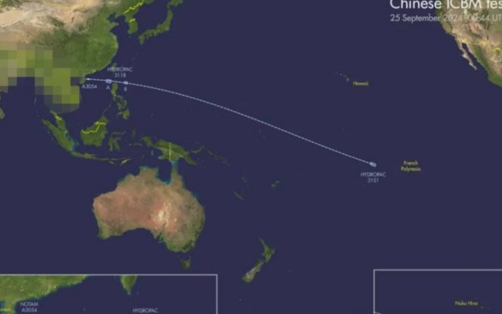帕劳要求中国就试射洲际导弹给出解释
 
中国向南太平洋发射了一枚洲际导弹，美国都
