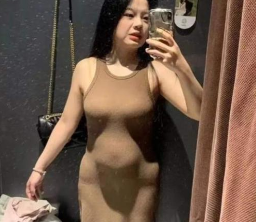 大姐是真的难为这裙子了