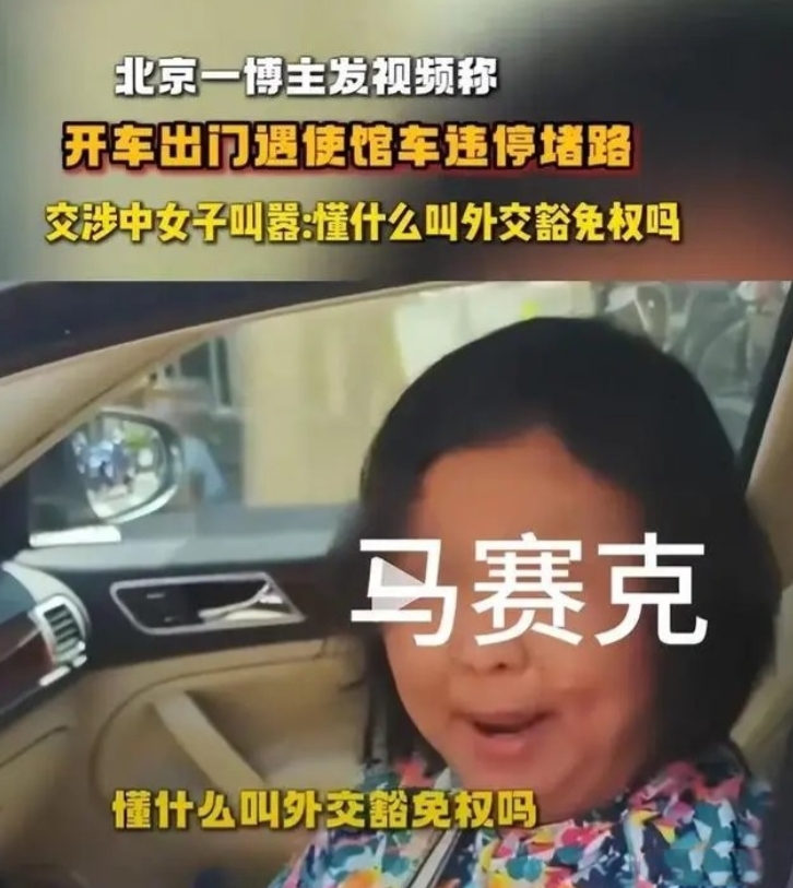 一位北京大妈在北京大街上随意停车，堵塞了整个街道的交通。有市民前去请她挪车，却不