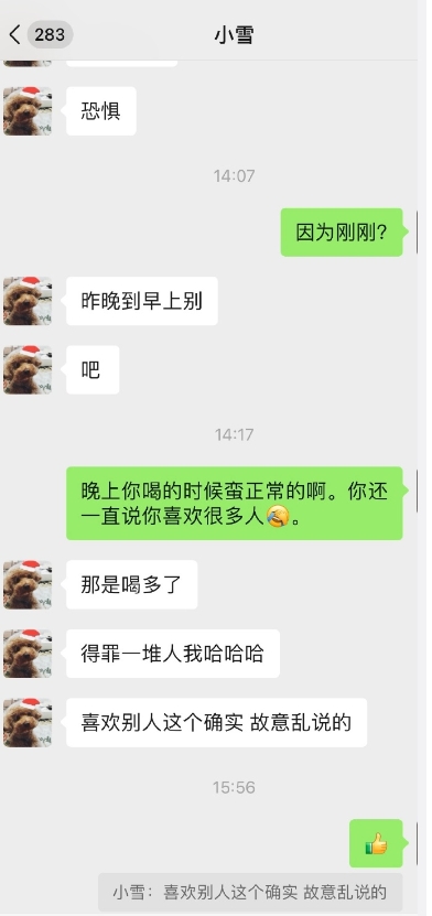 雪梨聊天记录里说：因为自己最近离婚了才怎么怎么样，在饭局上也讲，任何借口都不是吸
