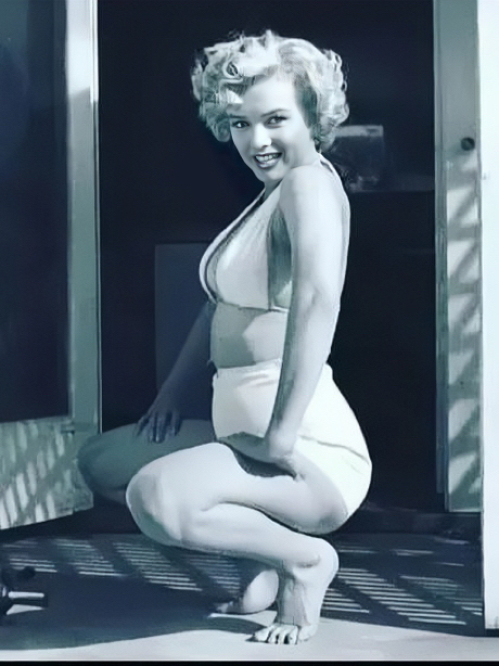 迷人优雅的玛丽莲·梦露，也有妊娠纹。也许她的手臂不够纤细，肚子也有赘肉，但是她对