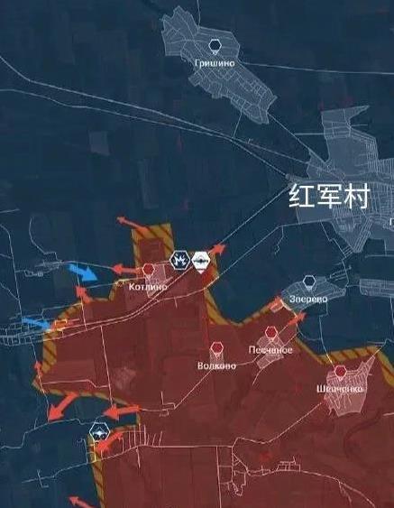 俄罗斯TG频道报道了截止2月4日下午，红军村方向的俄乌最新态势：
俄军突击队正从