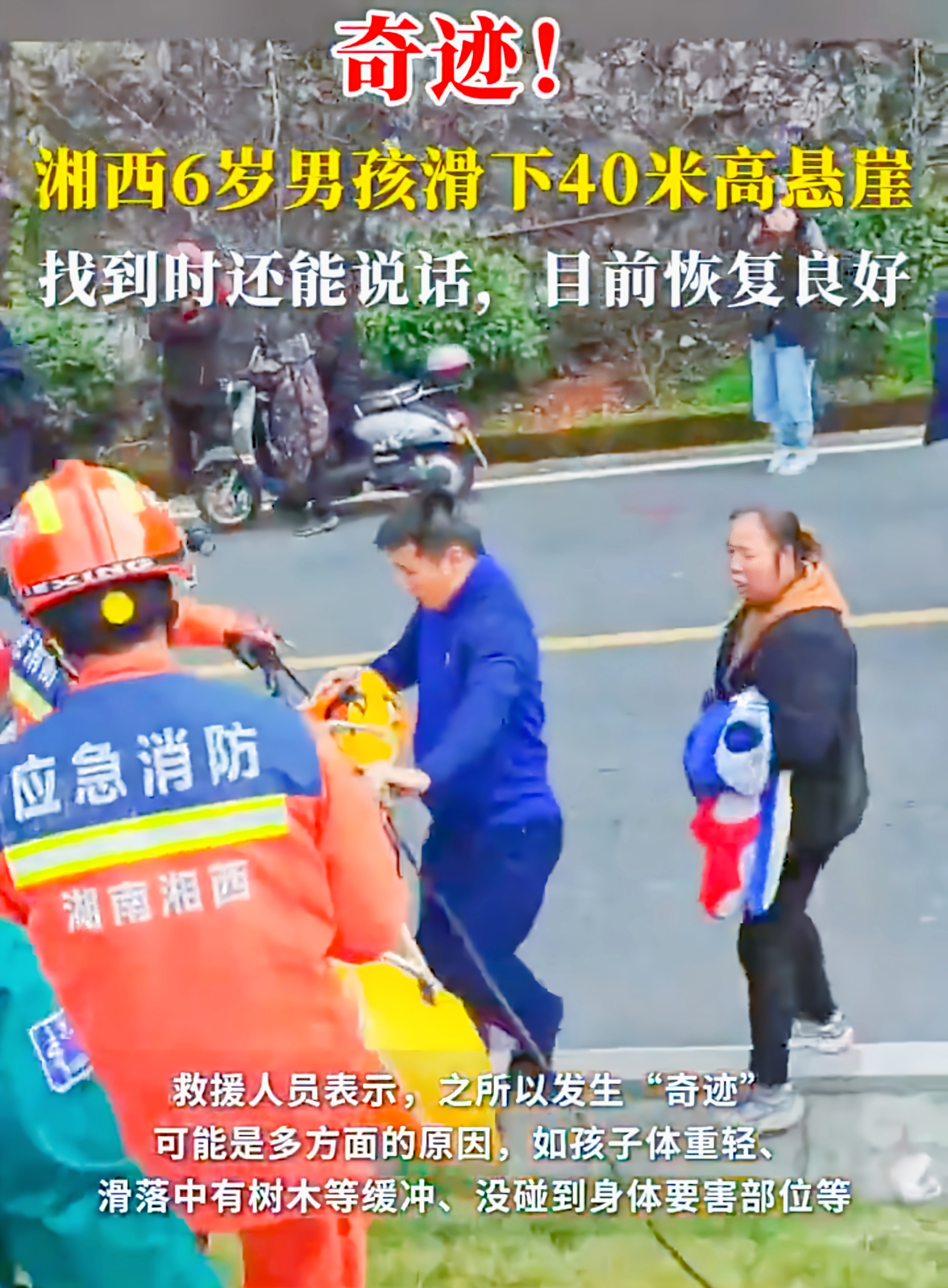 6岁男孩滑落悬崖奇迹生还