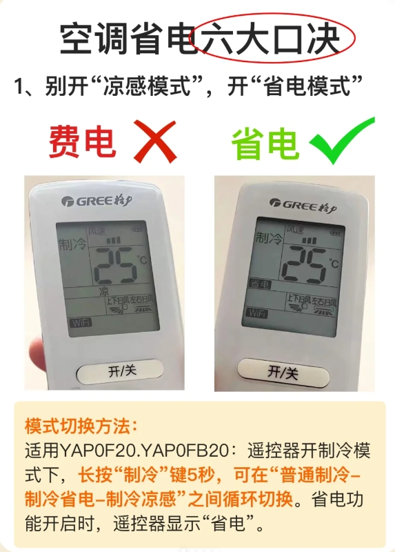 空调省电六大口诀，一天只要一度电！
总结了小红书一些使用的空调使用技巧。
很多扯