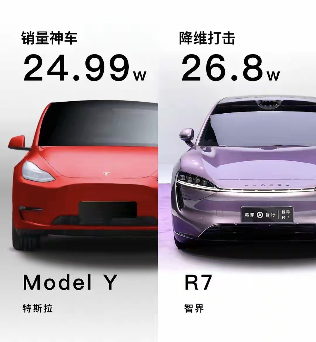 销量能到Model Y的十分之一就算它成功。
智界R7卖26.8万起，中配30.