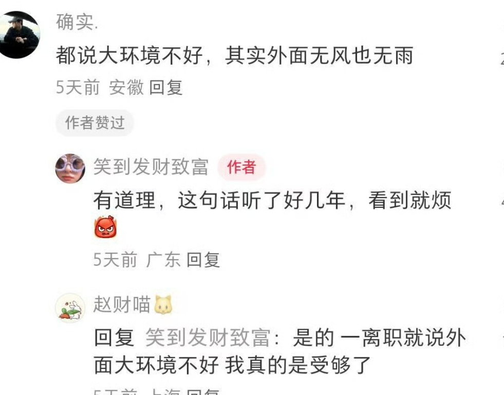 都说大环境不好，其实外面无风也无雨