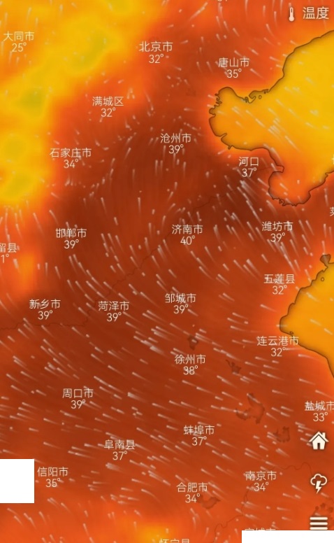 看来高温天气好像中情于河南、山东、河北，刚刚看了中央气象台预报，别的地方温度都在