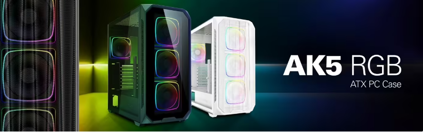 旋刚推出 AK5 RGB 系列机箱：未来风格外观，可选 MESH / 玻璃前面板