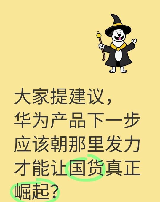 大家提建议，华为产品下一步应该朝那里发力才能让国货真正崛起？#支持国货 #国产手