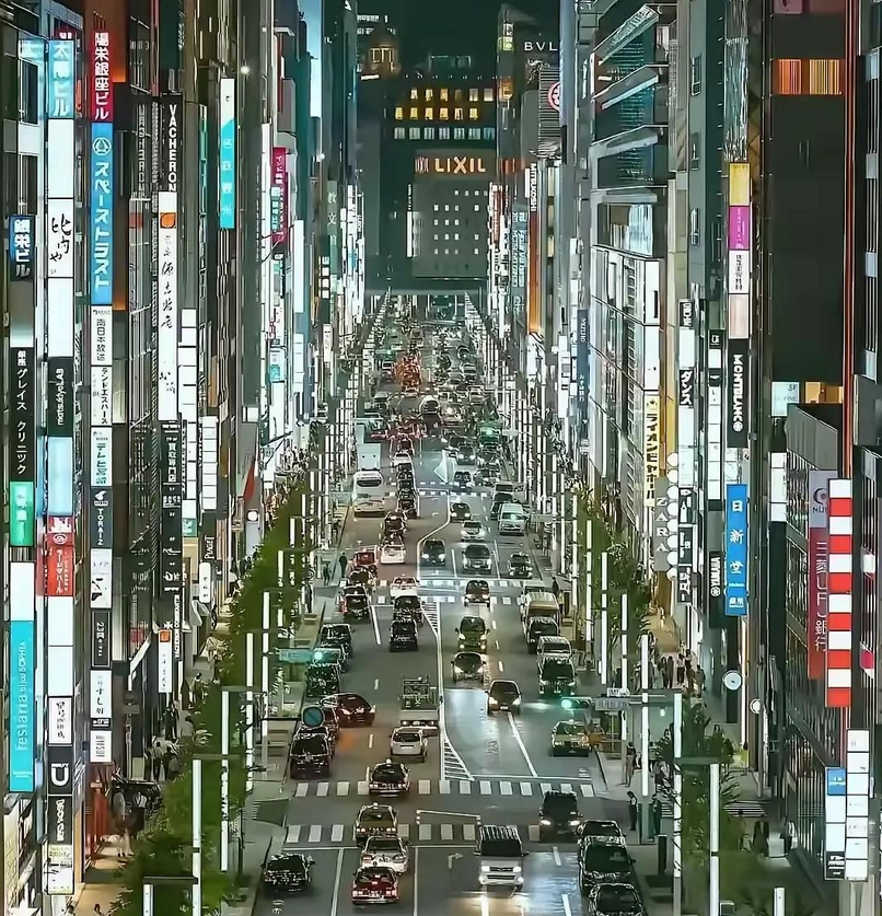 日本银座，是全球最顶尖的购物街，日本的竖向广告牌我们国内可以借鉴，老远就看见自己