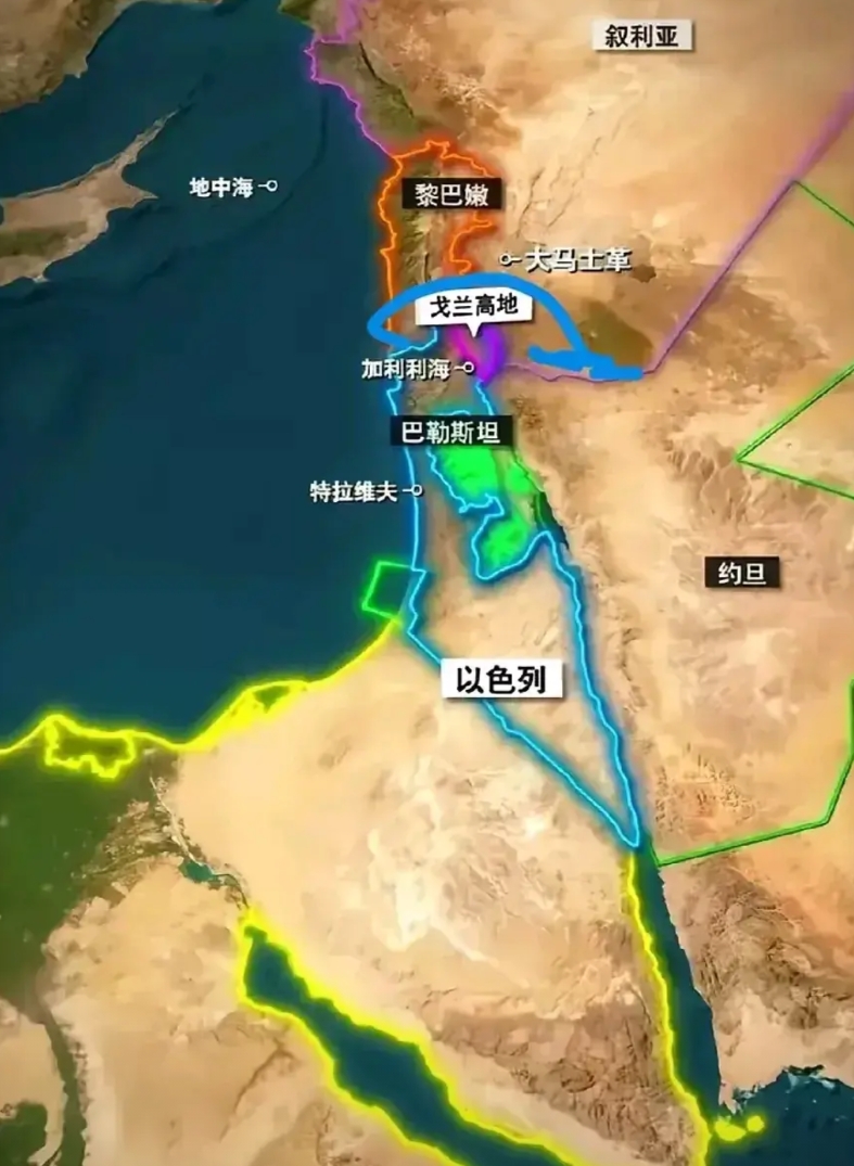 其实以色列并非想霸占戈兰高地，只是周边敌对国家妄图让约旦河改道，不让以色列得到一