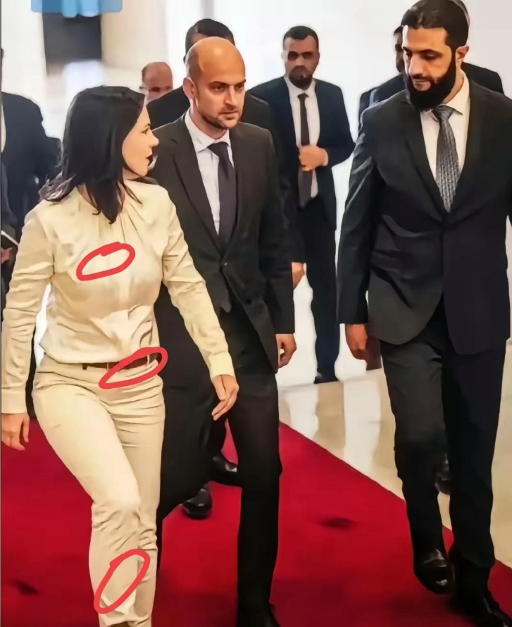 这张照片有意思了，朱拉尼这眼睛怎么死盯德国女外长呢？
难道…是因为德国外长穿的白