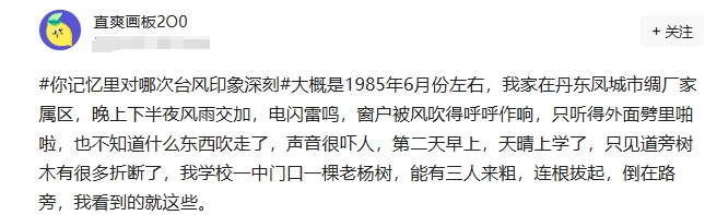 记忆里印象深刻的一次台风   有一年台风开始第一天东北风8~9级，第二天西北风风