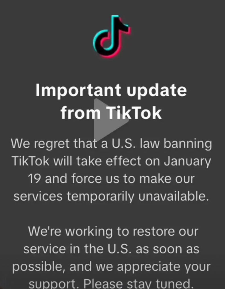 美国网友在小红书告别tiktok，今晚TikTok彻底黑了！
美国网友的原话是“