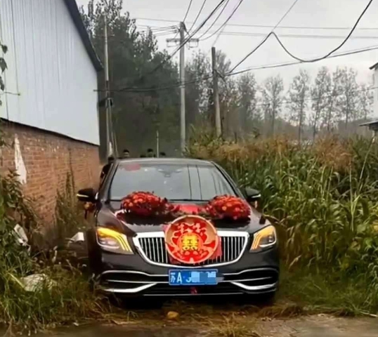 这辆婚车，压了我家的玉米，让赔钱还不乐意，你们说能让它过去吗？