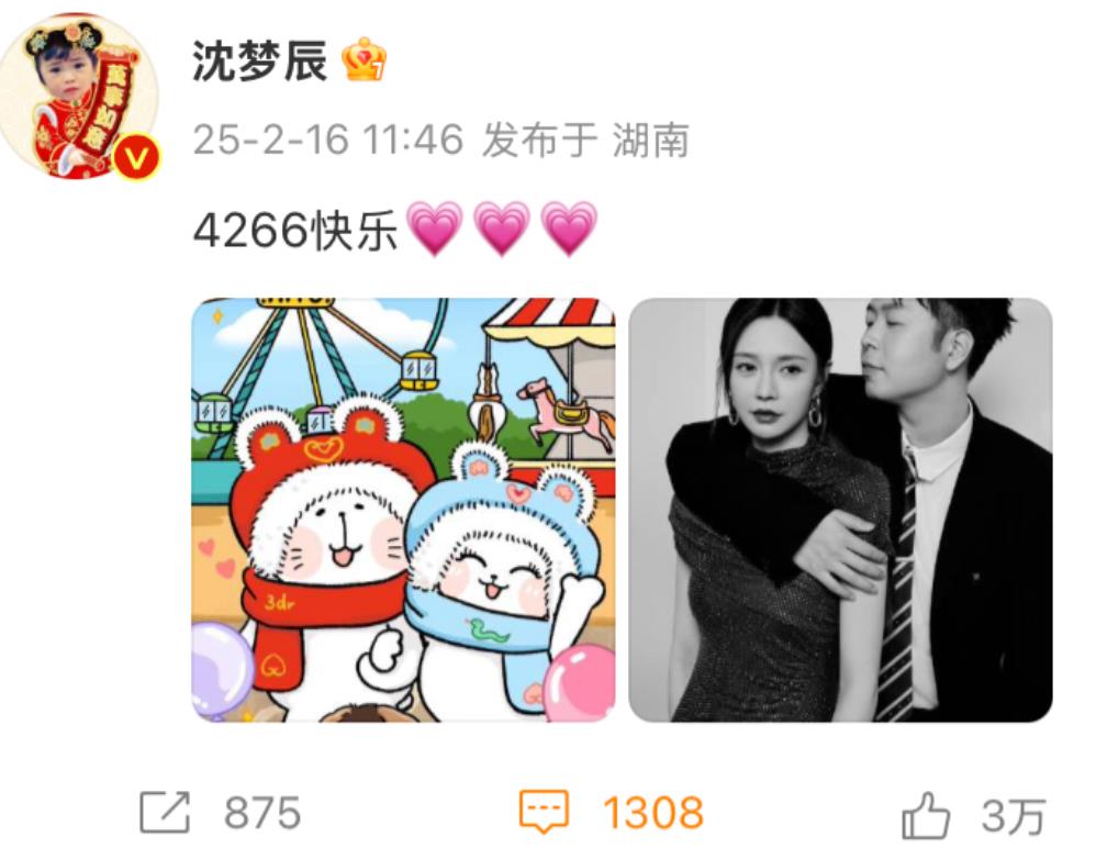 杜海涛沈梦辰，同时发文！

2月17日，杜海涛沈梦辰夫妇冲上热搜，原因是两口子在