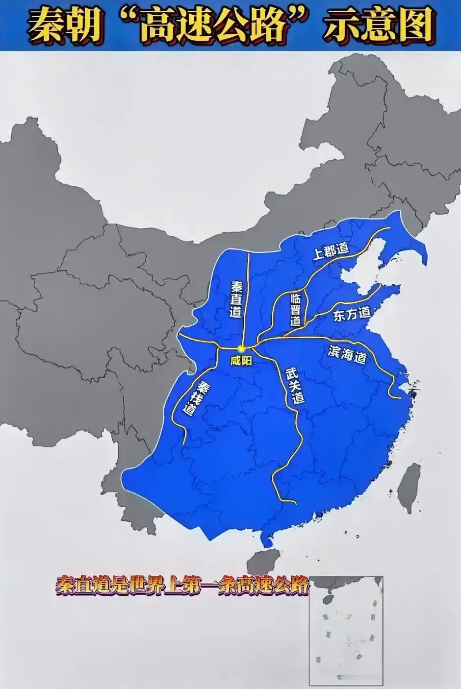 原来秦朝时期的秦直道竟然是世界上第一条高速公路！真的衷心佩服我们老祖宗的聪明才智