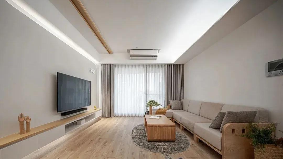 日式原木风，80㎡极简三居看着真解压