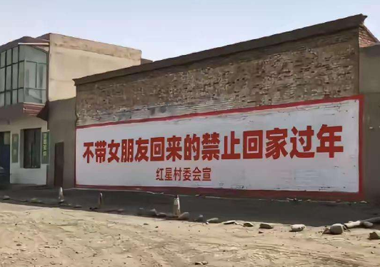 今天早上，村里突然多了一条标语！