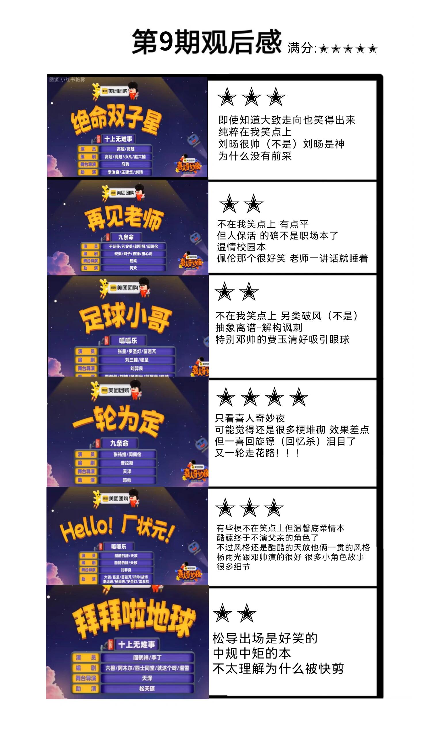 喜人奇妙夜第九期个人观感