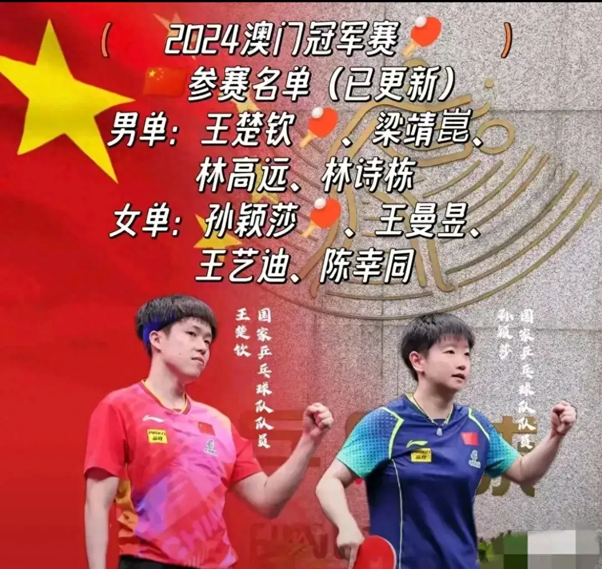 澳门冠军赛的女单签位情况如下：

1、王曼昱肯定在4/4区，因为陈梦退赛了。


