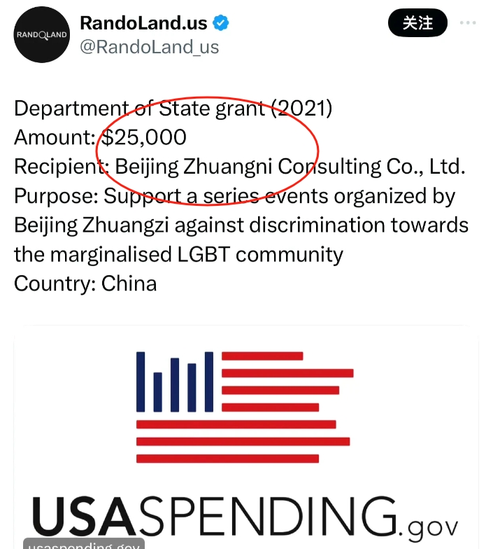 惊爆！马斯克X平台新账号揭秘：美国巨额拨款流向中国LGBT组织

近日，马斯克旗