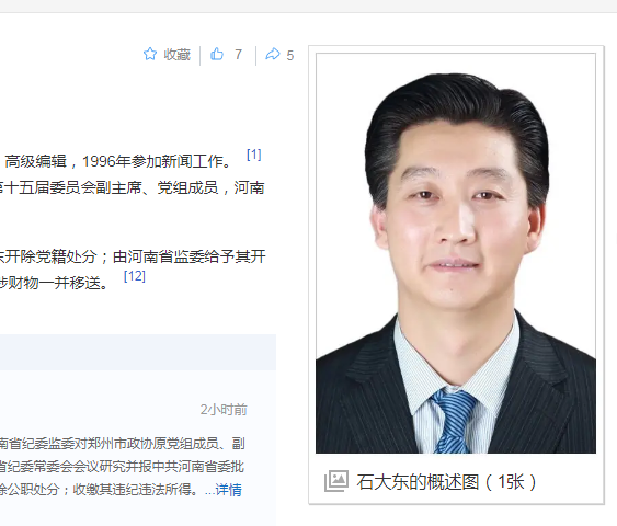 中纪委消息，石大东被双开