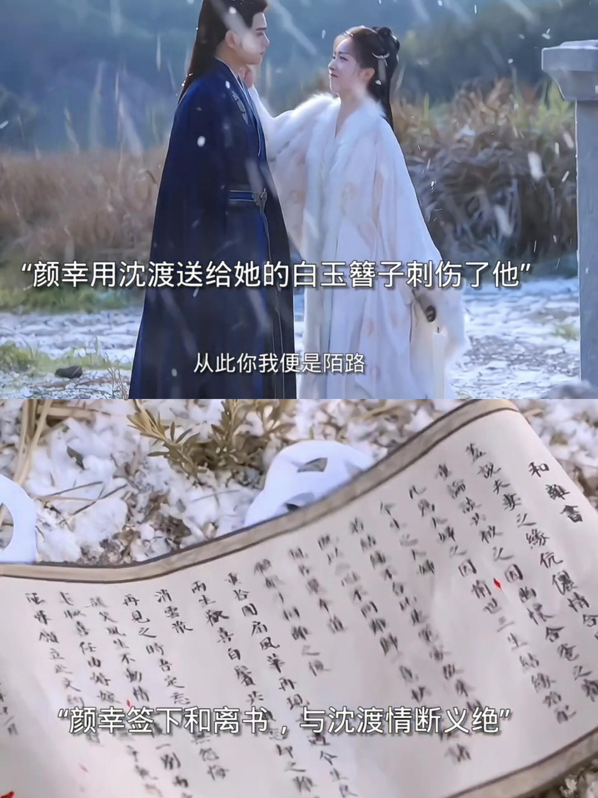 颜辛刺伤沈渡，签下和离书，两人恩断义绝