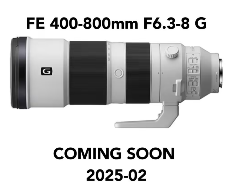 索尼 FE 400-800mm F6.3-8.0 镜头新品被曝 2 月 26 日