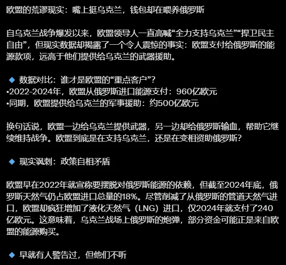 虚伪的欧盟（左翼），真离谱