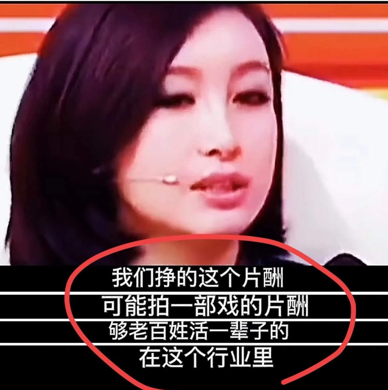 演员 秦海璐说：“我们挣的这个片酬 ，可能拍一部戏的片酬，够老百姓活一辈子的，在