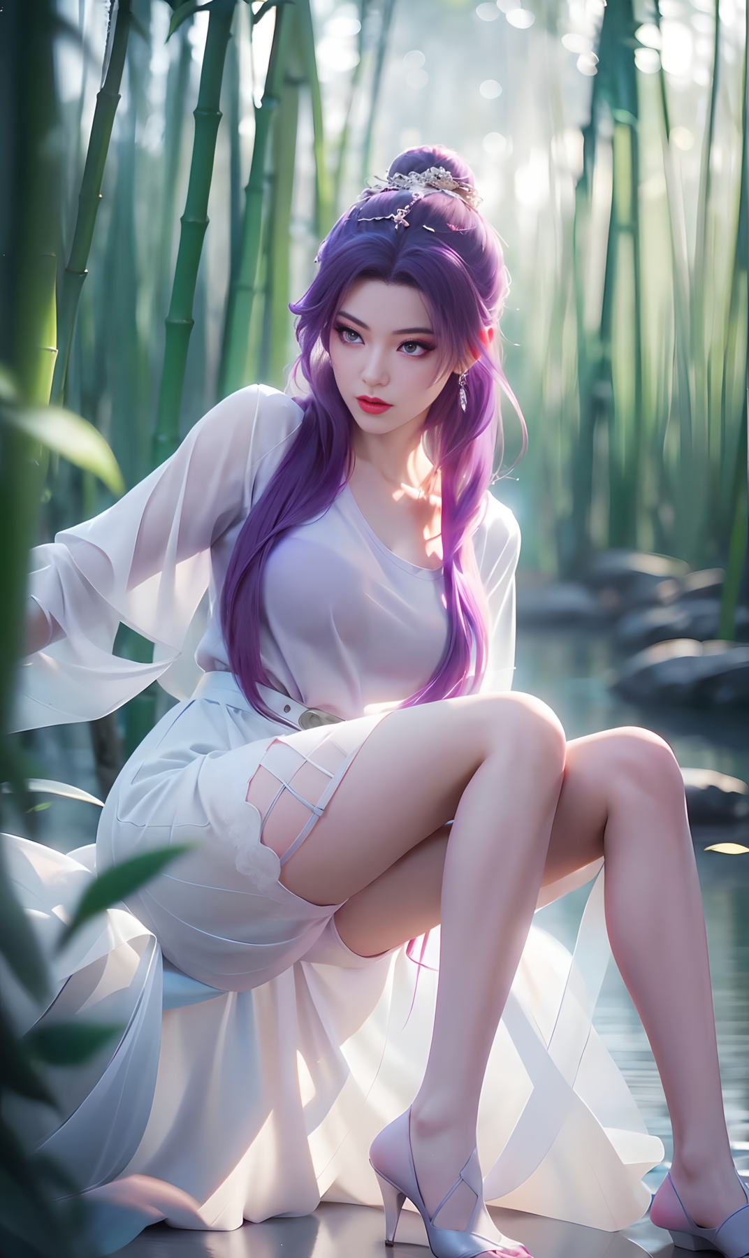 《师兄啊师兄》云霄仙子AI绘图作品：紫色系美女，也不知道最后有没有和李长寿在一起