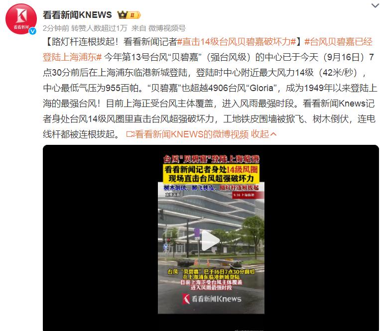 路灯杆连根拔起！14级台风贝碧嘉破坏力