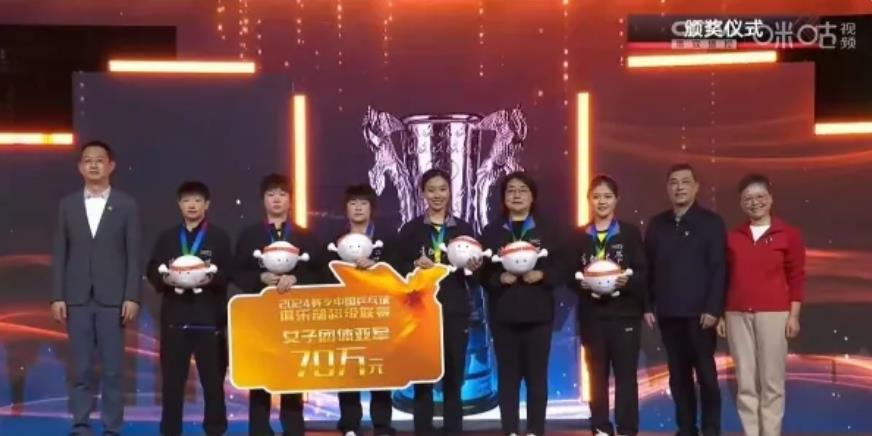 乒超决赛，山东鲁能女队夺冠，奖金100万。其中陈幸同获得女单mvp，钱天一获得女