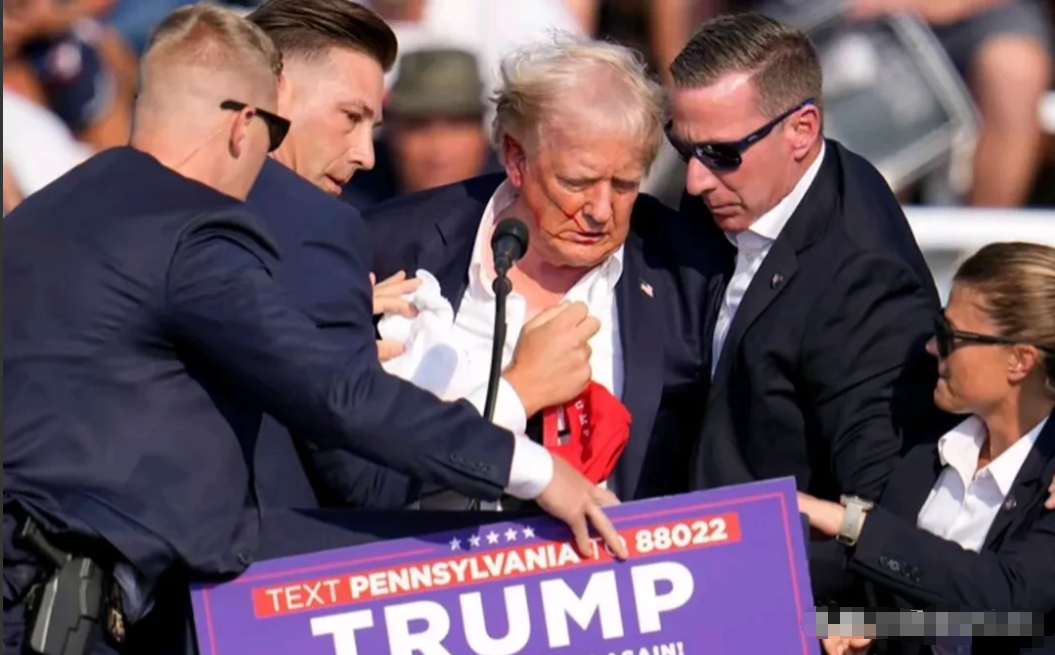 这一枪够狠，要是再偏个几毫米，特朗普就得跟安倍一样挂了。
在西方的选举里头，枪击