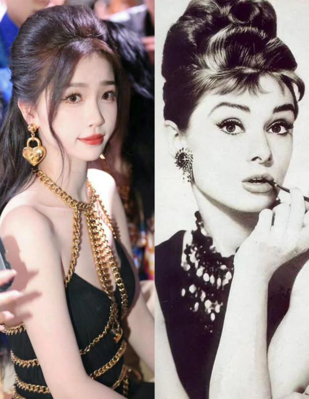虞书欣出席品牌活动，造型被吐槽像老年女装模特，
她做了一个贴合品牌调性的发型，但