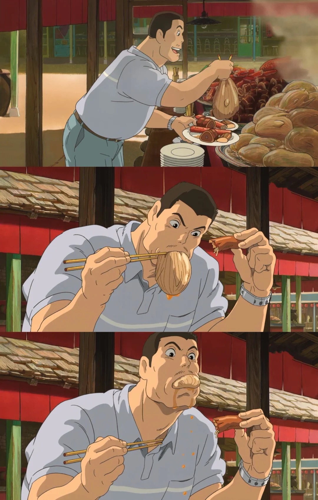 千寻爸爸变猪前吃的到底是什么啊？QQ弹弹裹满了汤汁，还有两个小翅膀，duang 