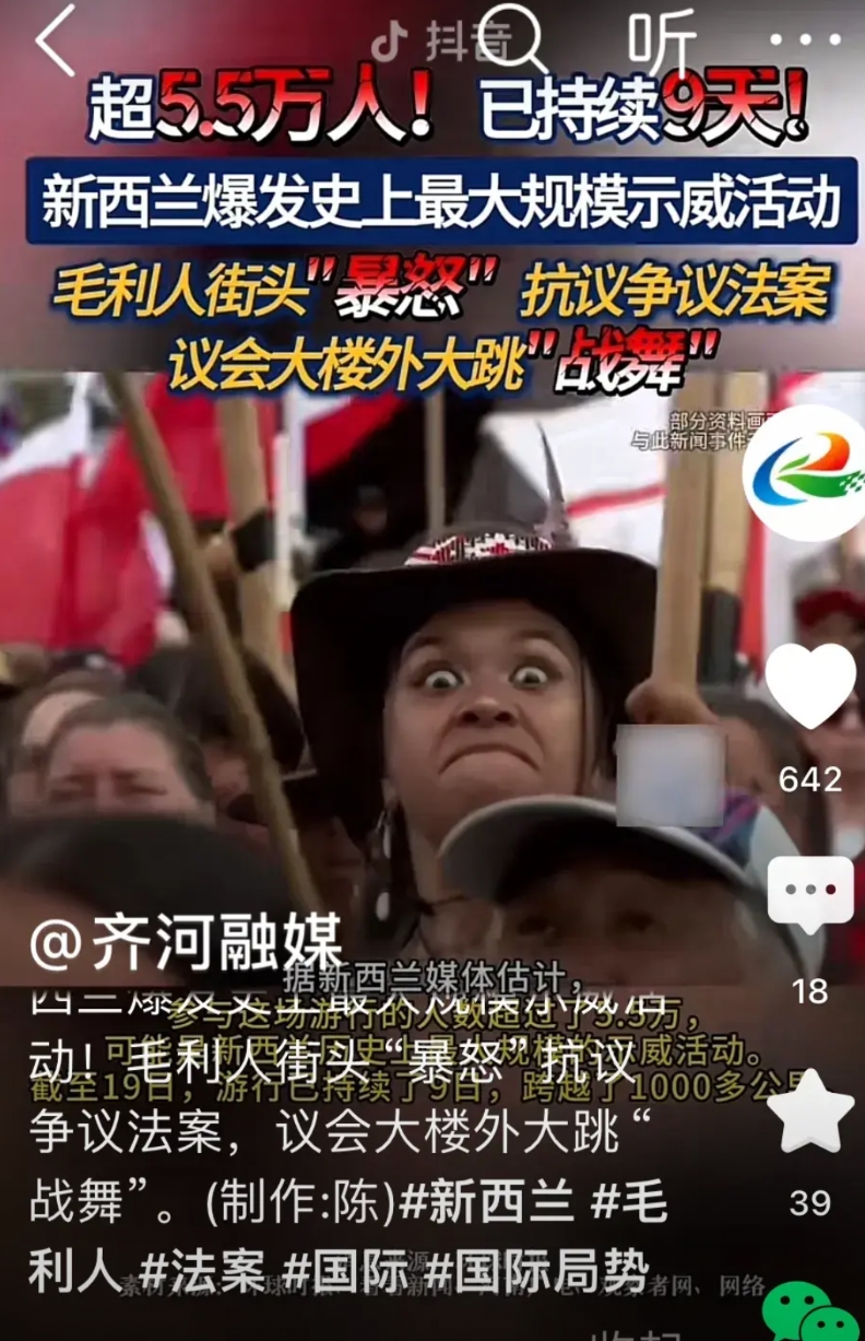 新西兰毛利人到底在抗议什么，没太明白；就说是什么损害毛利人利益的法案；按说毛利人