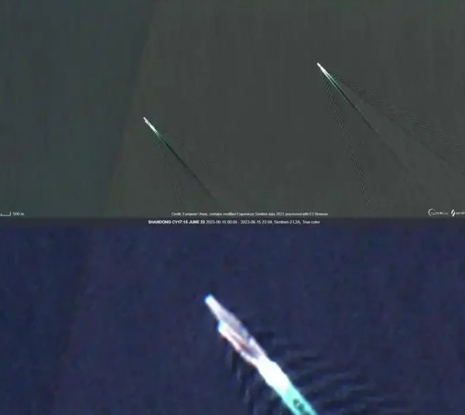 为什么卫星很容易发现航母？

大部分人其实走进了一个思维误区，认为卫星搜寻航母是