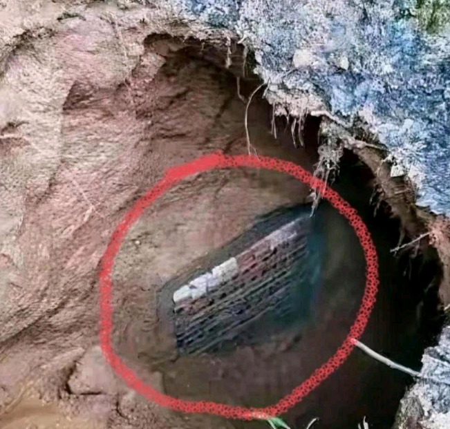 朋友发来一张图片，说是他在探险时发现一个山洞，在山洞的崖壁上，有一个像窗户的物件