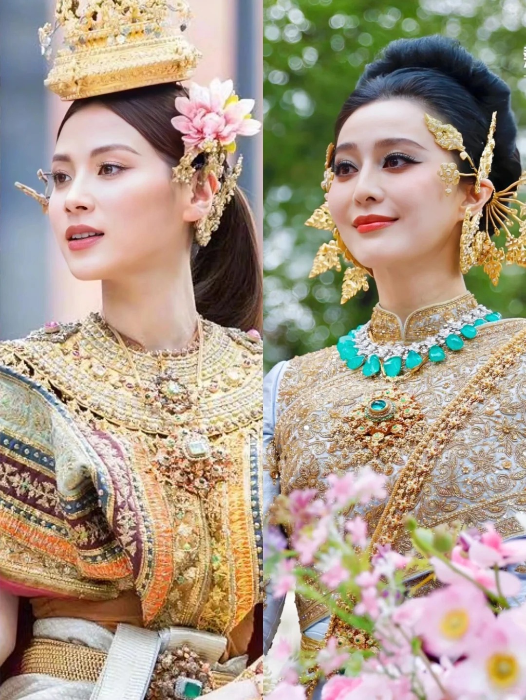 不是…这真的很难评…
她俩这个泰妆真的美的各有特色！真的好美 特别是冰姐好大气啊