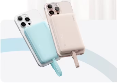 酷态科 CP12 自带线磁吸充电宝新增沙漠金、云水蓝配色：10000mAh，99