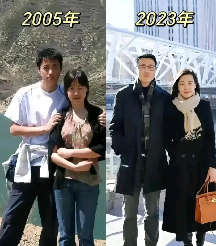 嘿，瞧瞧这一对夫妻！当年年轻气盛，如今时光流转，模样虽有些变化，可那幸福的模样却