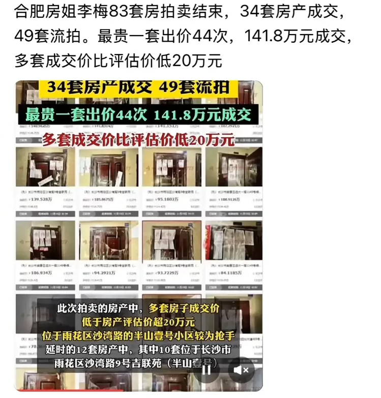 合肥房姐李梅83套房拍卖结束，原因就这1个：

房子不是没人买，只是现在大家都清