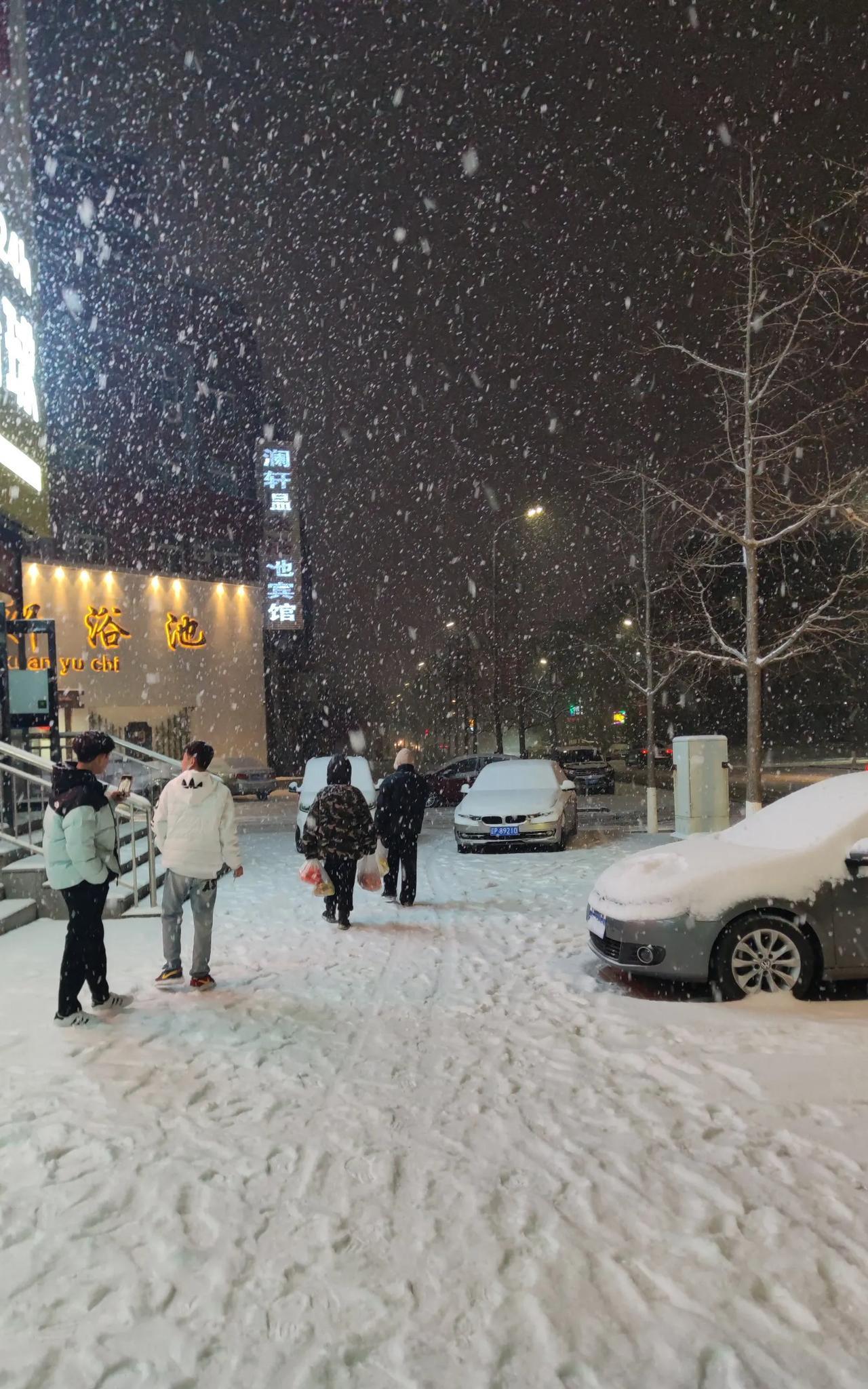 辽宁葫芦岛锦州地区下雪了。这是2025年的第一场雪，从上午十点多钟就开始下，一直