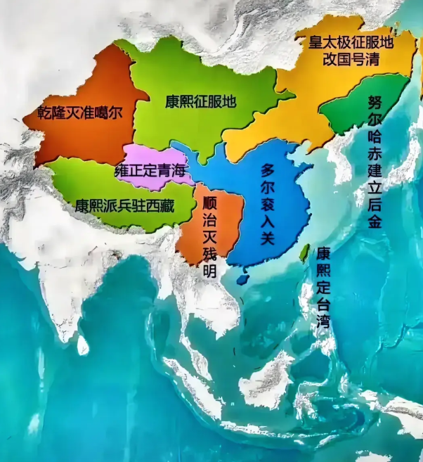 清朝对我国的贡献。其巅峰时期的疆域可达1300+万平方公里，而晚明只剩下400+