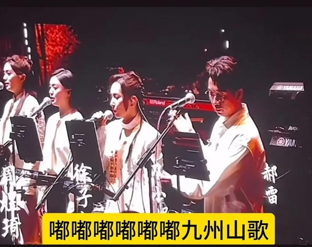 哈哈，终于抓到了刀哥演唱会“摸鱼”的了。
济南演唱会，刀哥介绍和声组时，其他三位