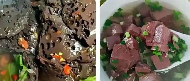 两份猪血，哪个才是是真的？
