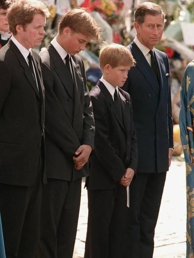 二十多年过去了，哈里仇恨的眼神还是没有变
在母亲戴安娜的葬礼上，哈里王子还是个1